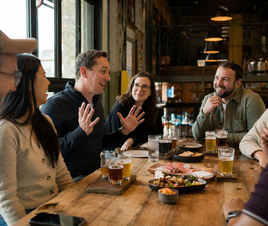 A company team gathering at a local venue